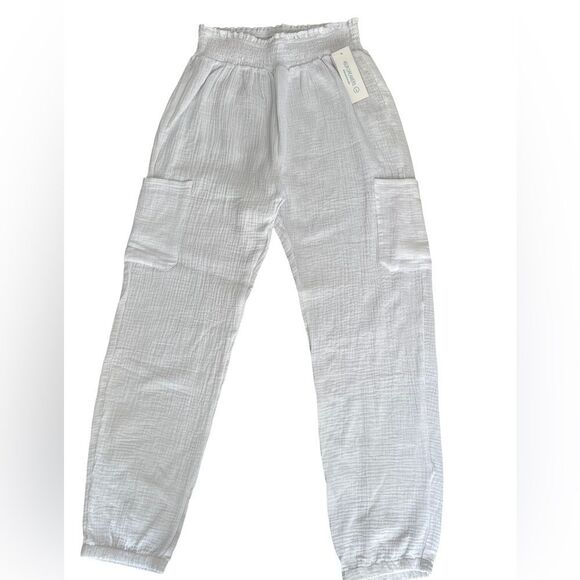 Dreamers White Textured Pants - Picture 1 of 7